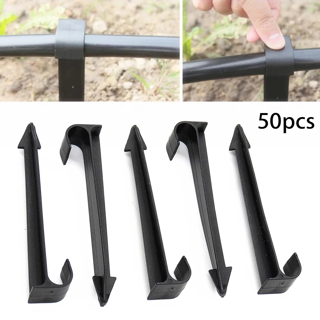 

Black High Quality Set Ground Stakes Line 50PCS C-Type DN16 Hold Landscape Pack Soaker Spikes Tube Yard Garden