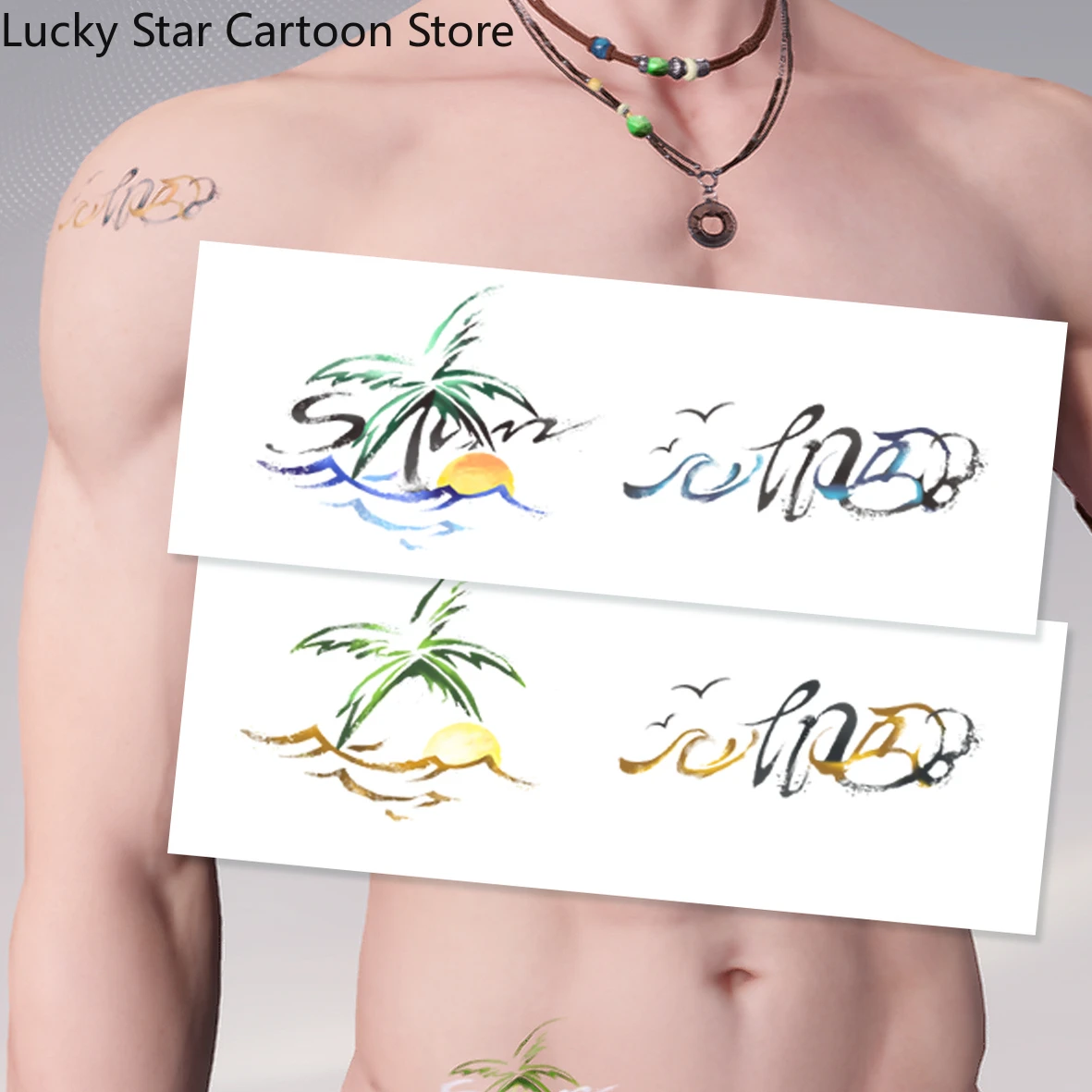 Anime Love and Deepspace Zayne Cosplay Sandbeach Theme Colourful Tattoo Sticker Cartoon Temporary Tattoos Tattooing Halloween