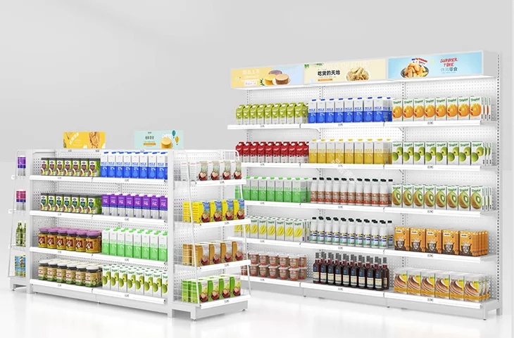 Convenience store shelves, supermarket hole board shelves, single sided and double-sided island display cabinets