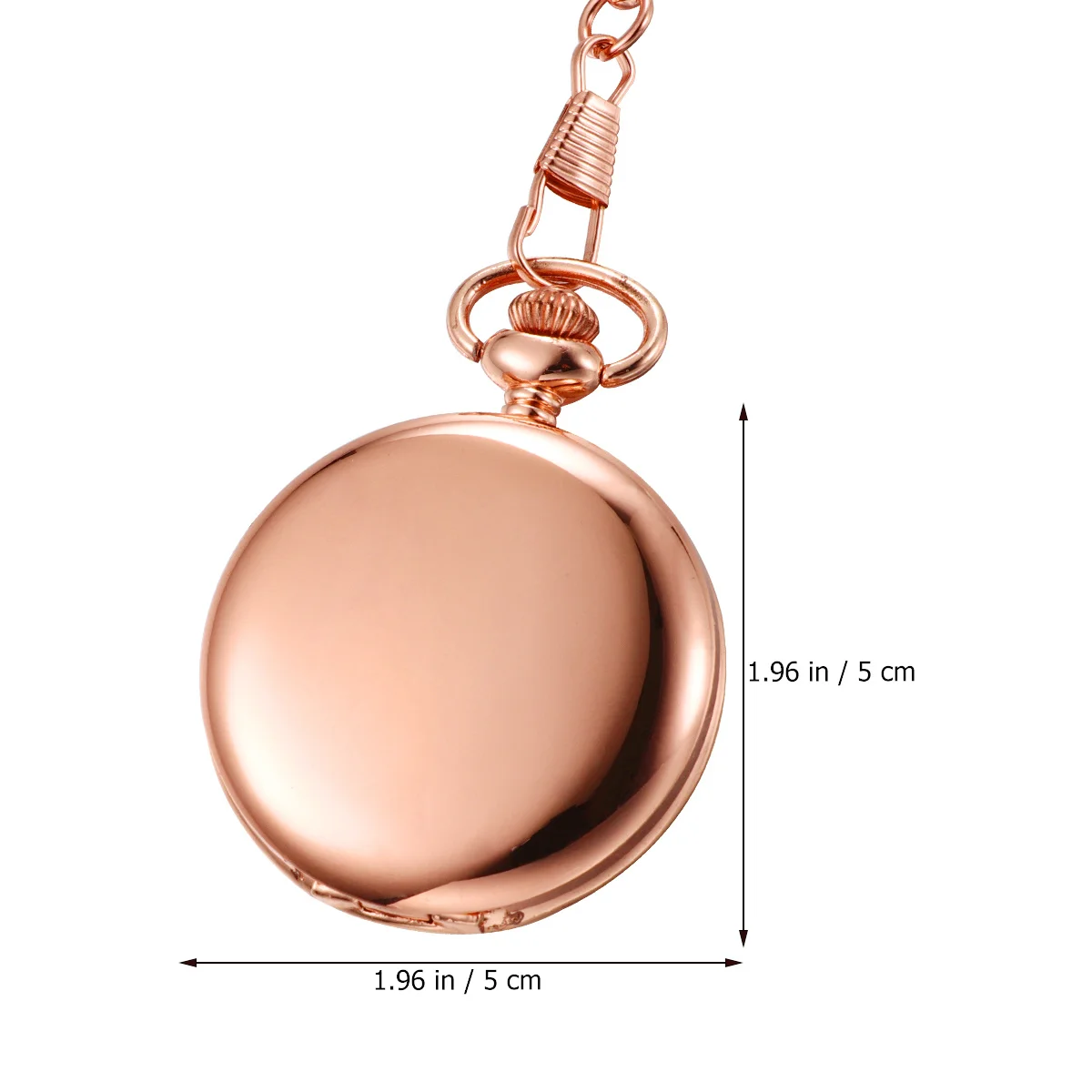1pc Retro Pocket Watch Rose Gold Smooth Alloy Vintage Design Long Chain For Neck Fashion Accessory