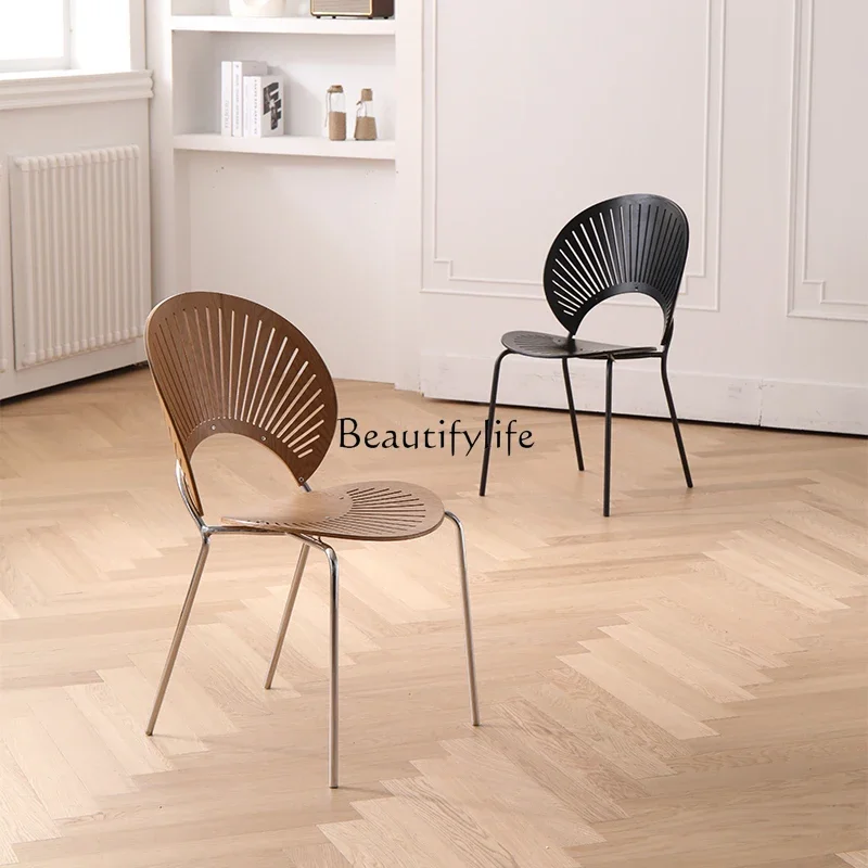 Home Backrest Shell Chair Sun Chair Retro High Value Dining Chair