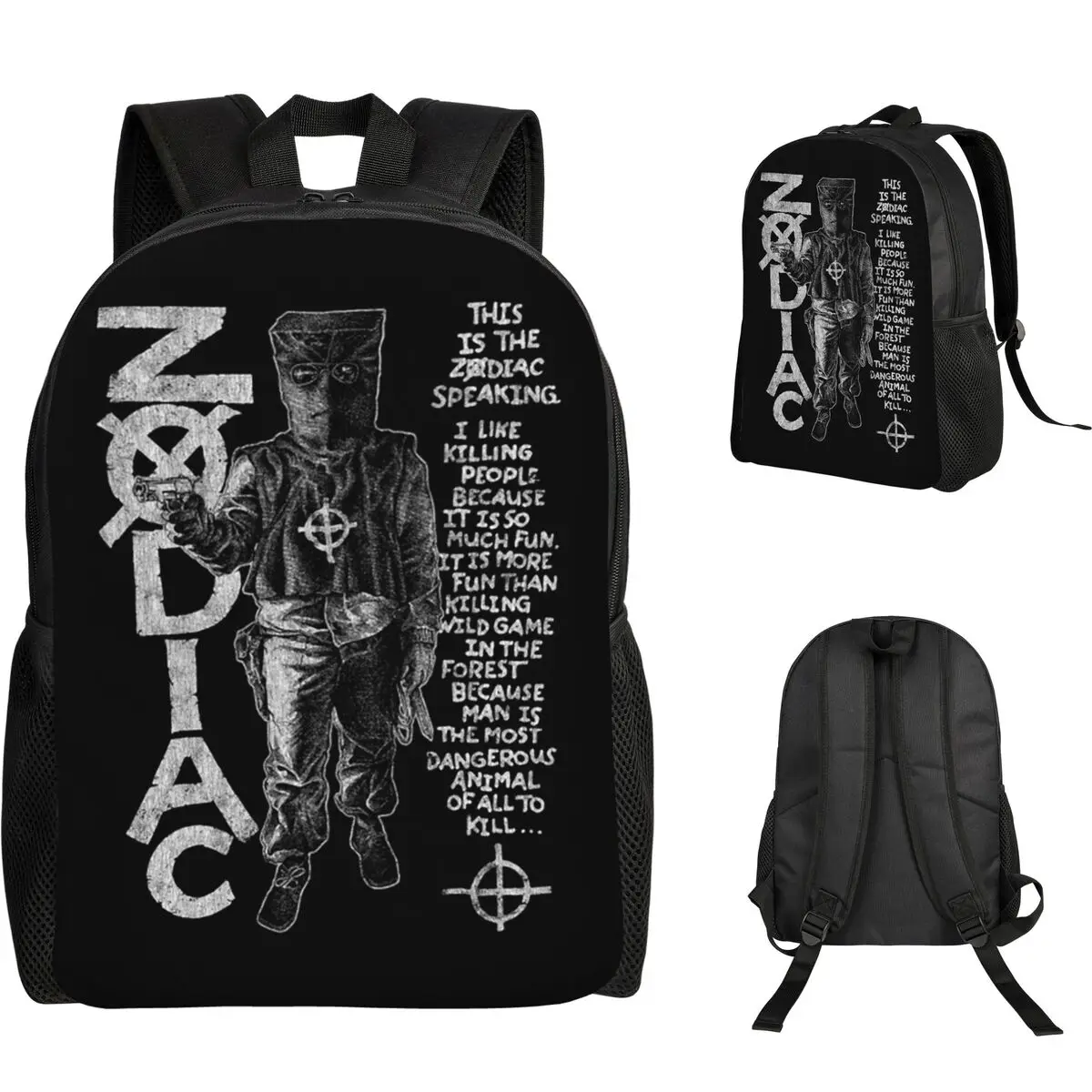 Zodiac,David Fincher,Crime,Serial Killer Student Backpack School Bag Hiking Travel Daypack for Men Women Bookbag Shoulder Bags