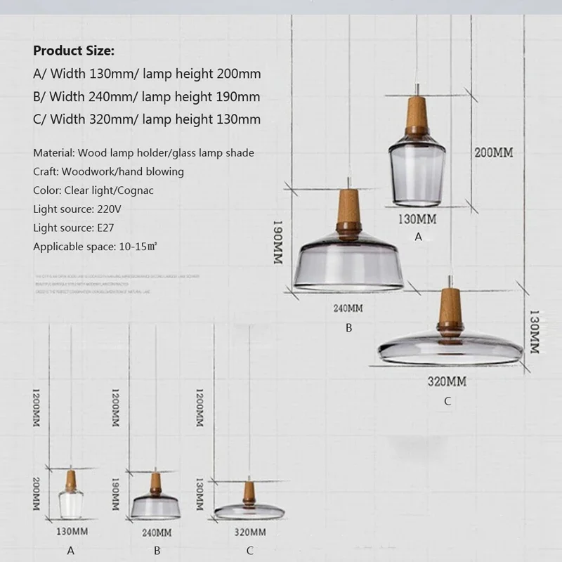 Retro Glas Pendelleuchten Loft Industrie Dekor Moderne Holz Hängelampe Hängeleuchte für Wohnzimmer Leuchten E27