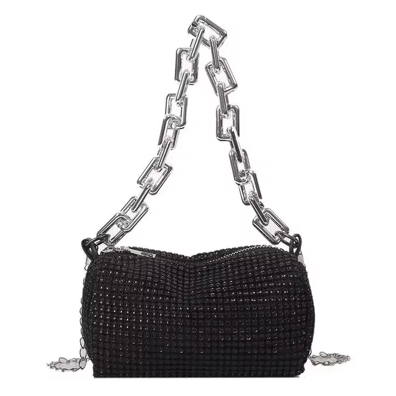 Allover-Beuteltasche mit Strasssteinen, Balltasche mit Glitzerkette, Mini-Umhängetasche für Damen (6,3 x 3,54) Zoll). – Detail 22
