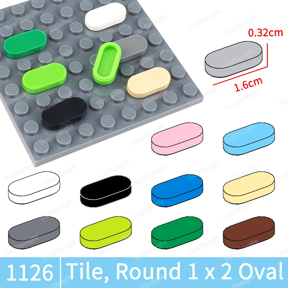 1126 Building Block Tile Round 1x2 Oval Parts Assembly MOC Figures Street Scene Mecha Gear Scene Match Model Boys Gifts DIY Toys