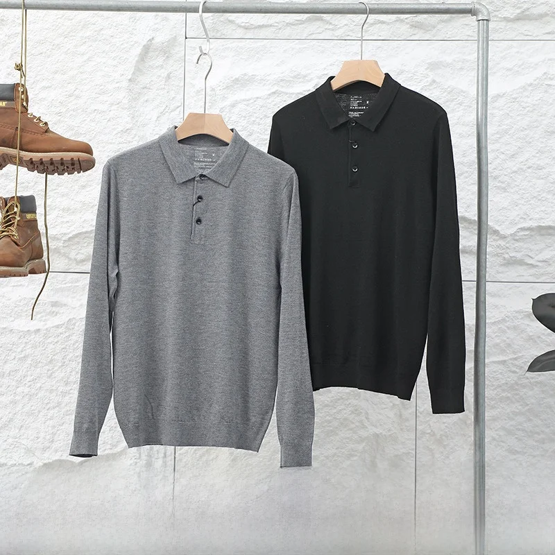 

Australian Wool Heating Fiber Knitted Casual Collared Men's Sweater Faion Urban Sle Long Sve Autumn Busin Casual