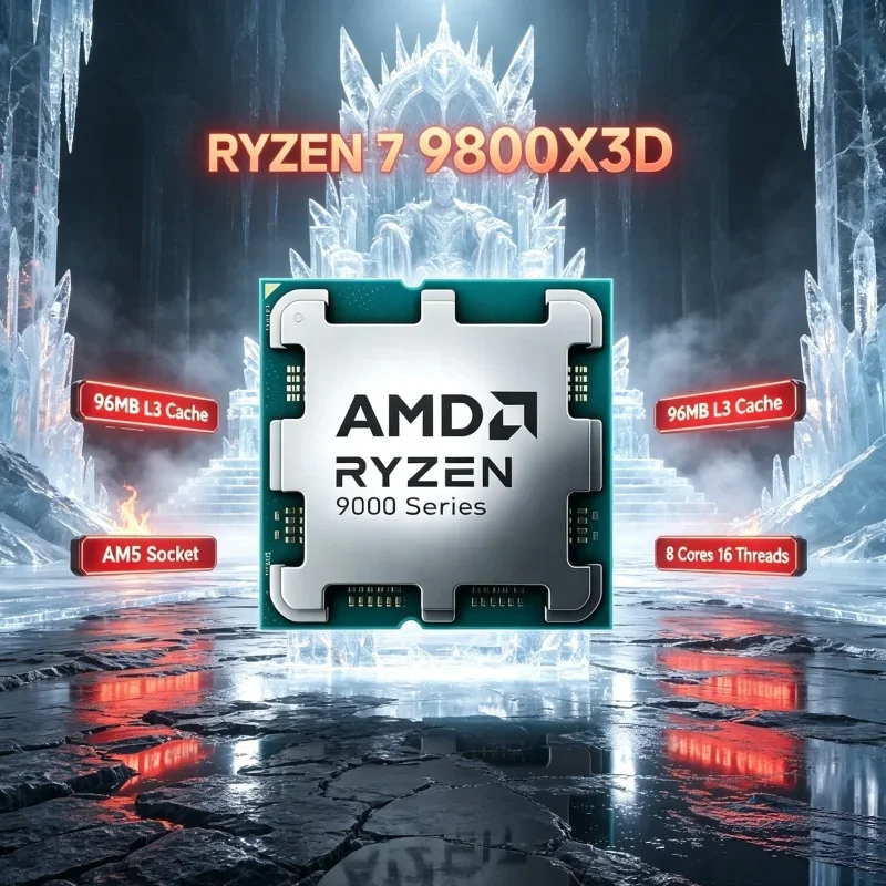 AMD Ryzen7 9800X3D 8-Core 16-Thread AM5 Desktop CPU With 96MB L3 Cache For Gaming PC Construction