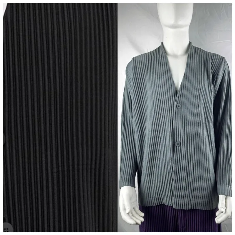 Miyake Pleated Blazer Plisse Men 2026 Autumn New Casual Fashion Pleats Jacket Men's V-Neck Top Loose Plus Size Women Clothing
