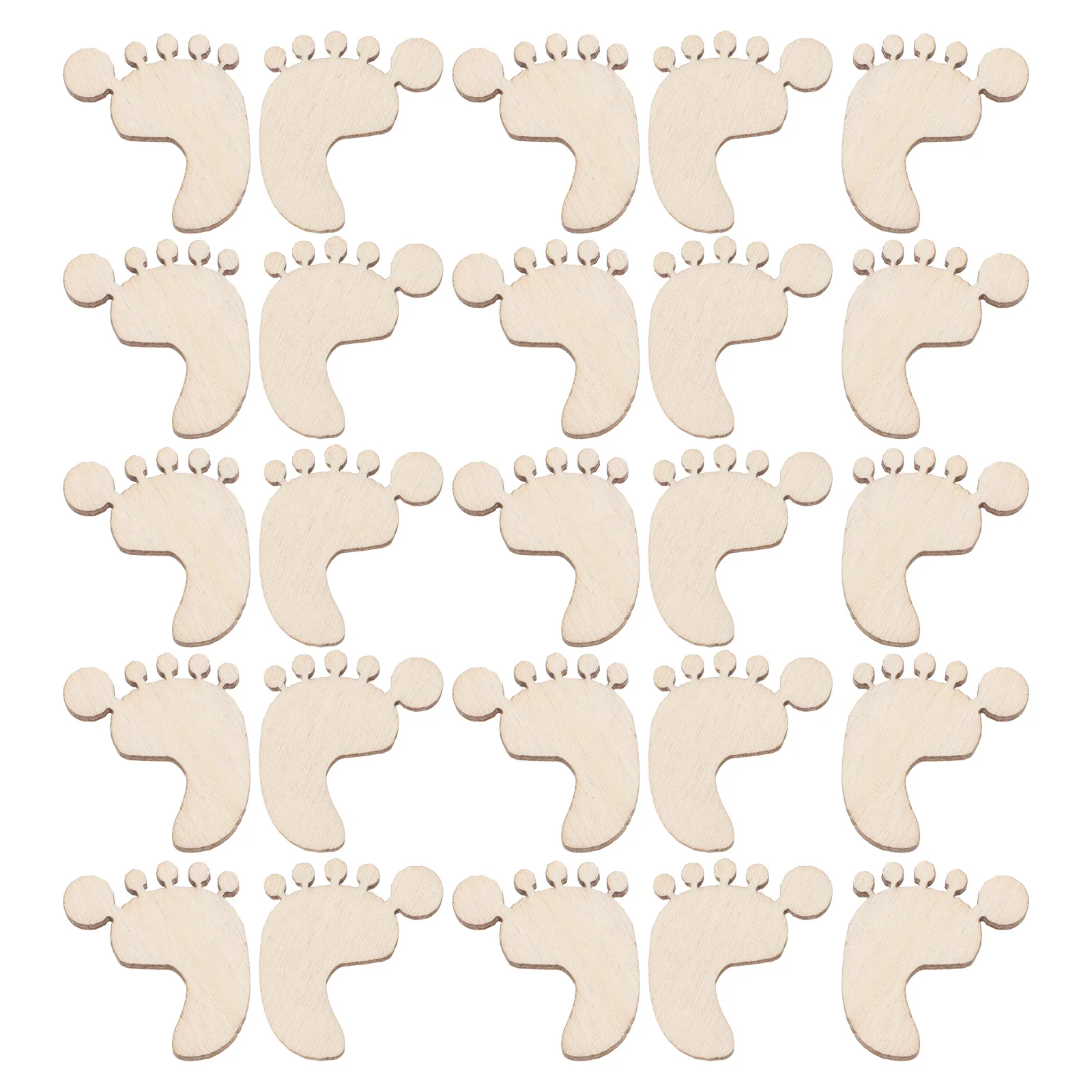 

50pcs Wood Slices 25x20mm Natural Smooth Finish DIY Craft Embellishments Scrapbooking Sign Making Art Projects Footprint Wooden