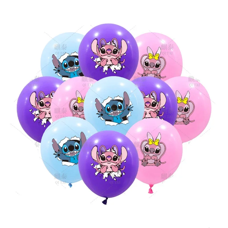 10PCS 12Inch Disney Lilo and Stitch Latex Balloon Set Globo Boy Girl's Birthday Party Baby Shower Party Decorations Kid Toys