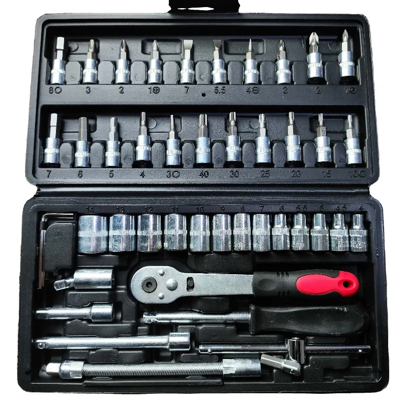 

SXLL High Quality 46 Socket Wrench Set Ratchet Handle Plastic Manual Toolkit Automotive Applications Combination Tools Socket Wr
