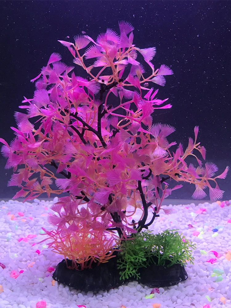 Artificial Aquarium Decor Plants Water Weeds Ornament Aquatic Plant Simulation Lotus Fish Tank Grass Decoration Accessories