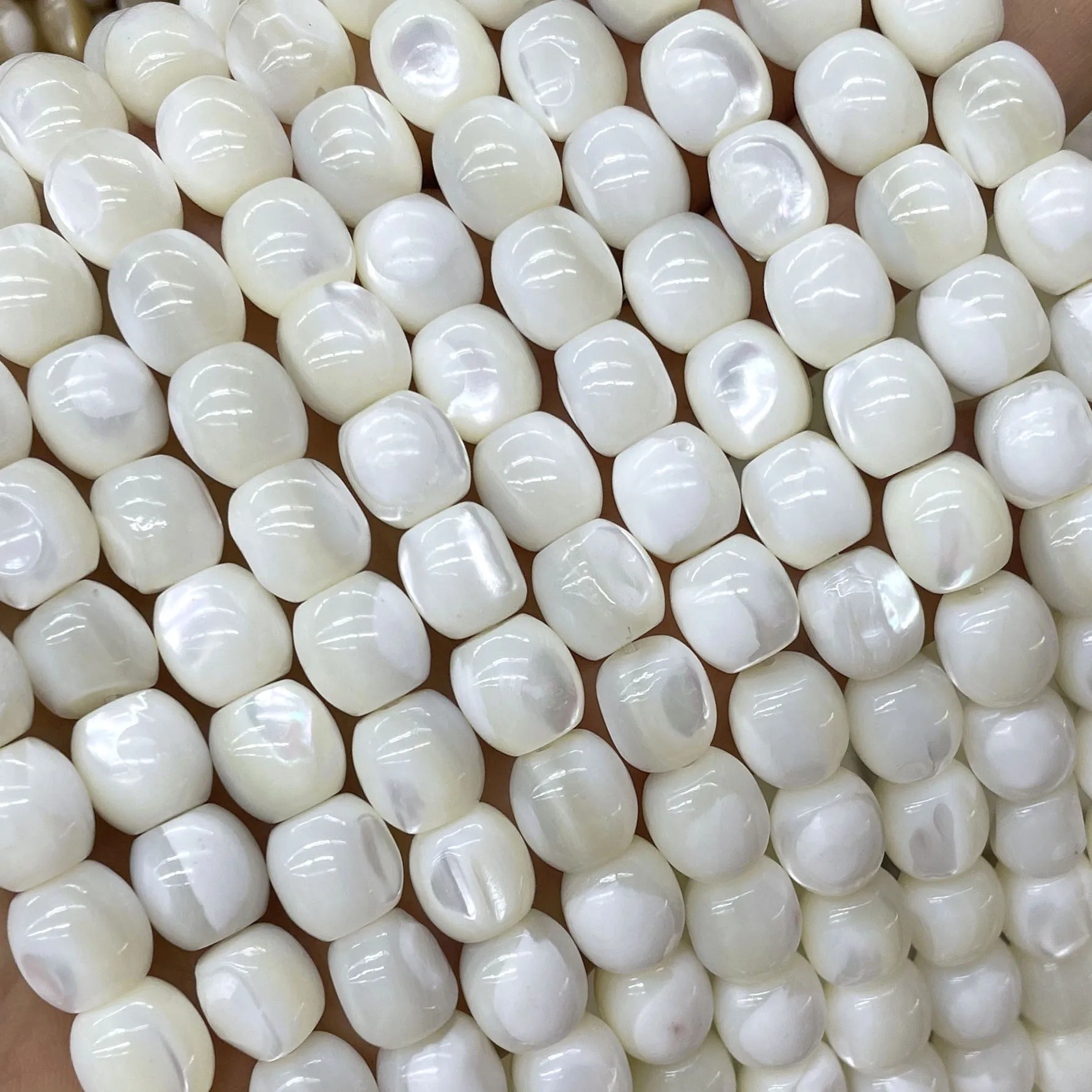 4 6 8 مللي متر قذيفة بيضاء طبيعية أم اللؤلؤ أسطواني الشكل خزر عازل لصنع المجوهرات عقد دي اي واي سوار الإكسسوار #3