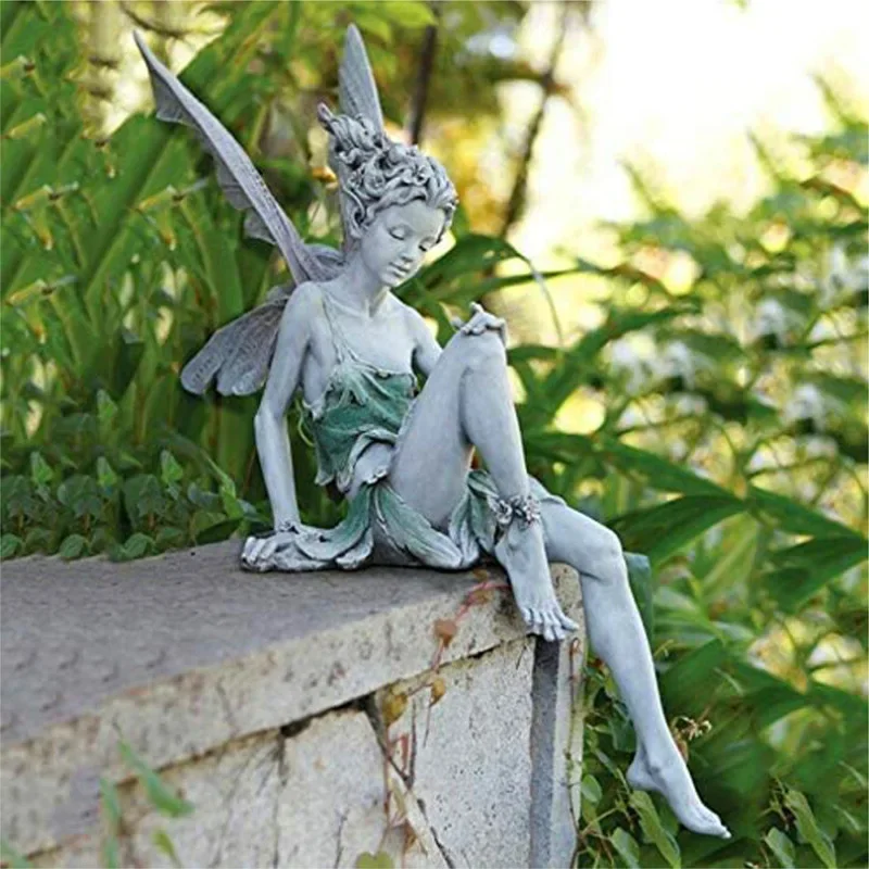 

Flower Fairy Statue with Wings Ornament Figurines Outdoor Garden Resin Craft Landscaping Yard Decoration Fast Delivery