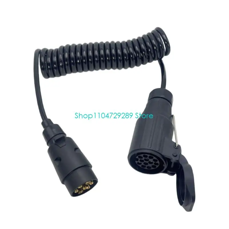 

D8KE Wear Resistant 12V 7 Pin to 13 Pin Adapter Electrical Connector Spring Design ABS Towing Cable