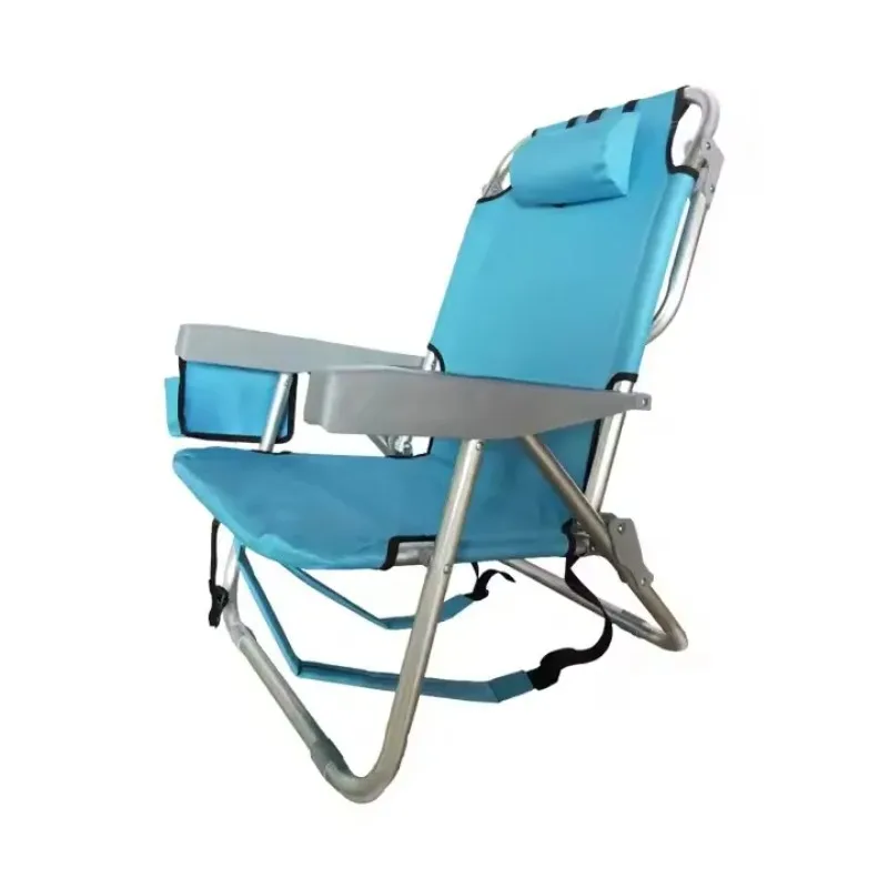 Outdoor Folding Backpack Beach Chair with 5 Position Reclining Adjustable for Sitting Lying Camping