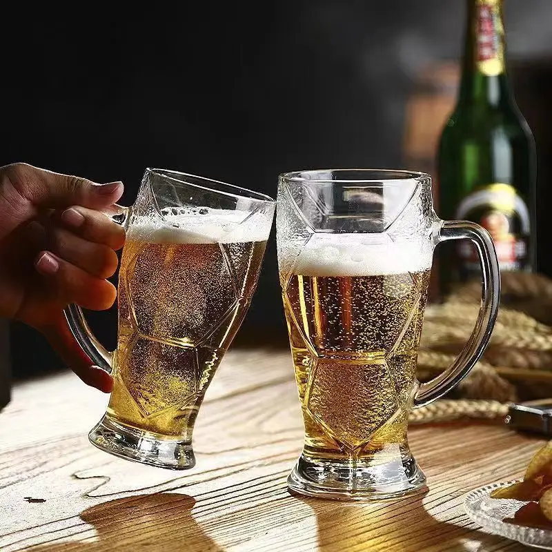 

1PCS 420/620ml Football Style Glass Beer Mugs Clear Beer Mugs Euro Cup World Cup Beer Mug Bar Party Large Capacity Glasses Mugs