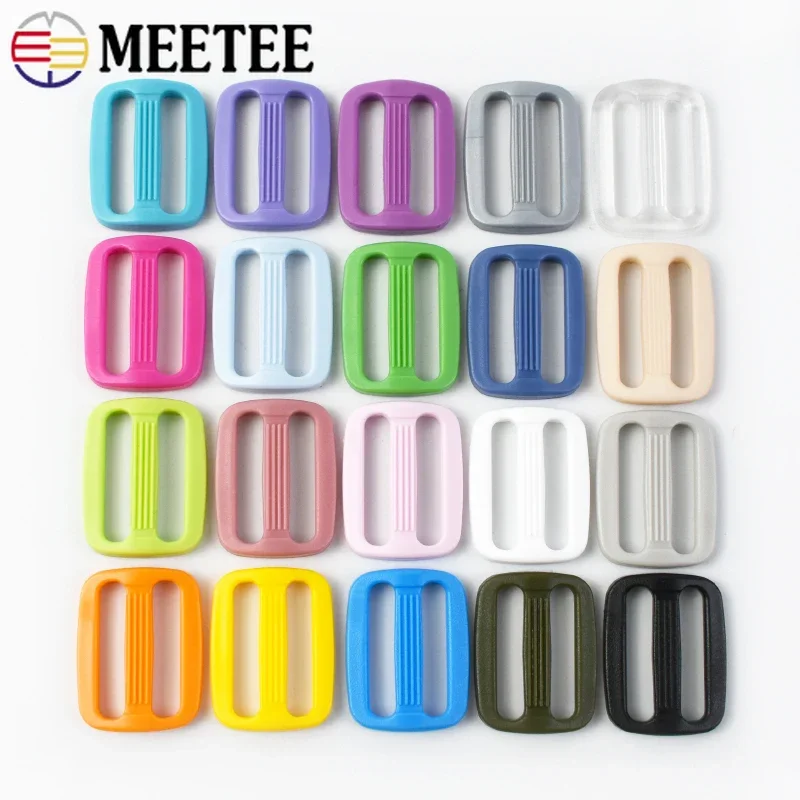 20/50Pcs Meetee 15/20/25mm Plastic Tri-Glide Slider Buckles Webbing Strap Adjustable Clasp Bag Shoes Belt Hook Sewing Accessory