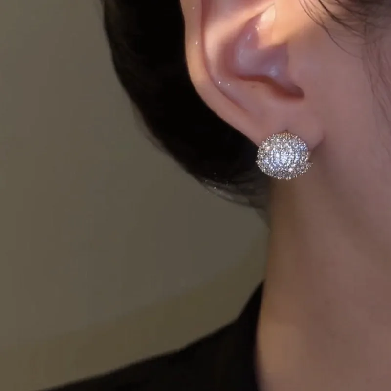 Autumn 2024 New Micro-inlaid Double-sided Zircon Light Luxury Fashion Personality Versatile Simple Earrings Earrings Products