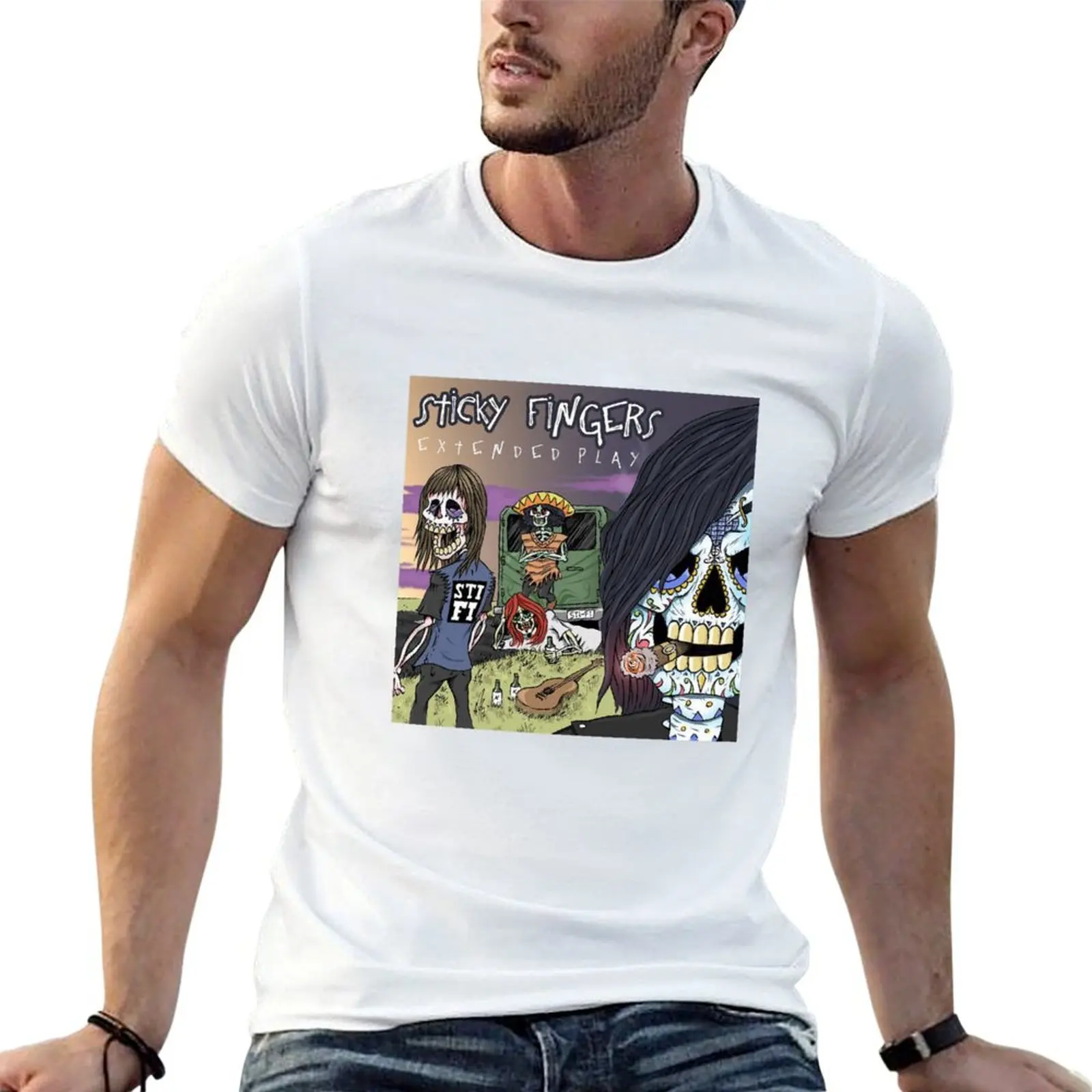 Skull Extended Play T-Shirt Holiday All Match T-Shirt