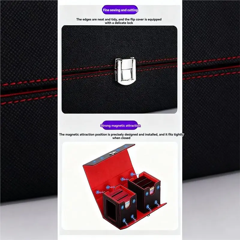 CYGJ-Magnetic Card Storage Box With Handle Card Deck Box Top Side-Loading Deck Case Game Cards Box