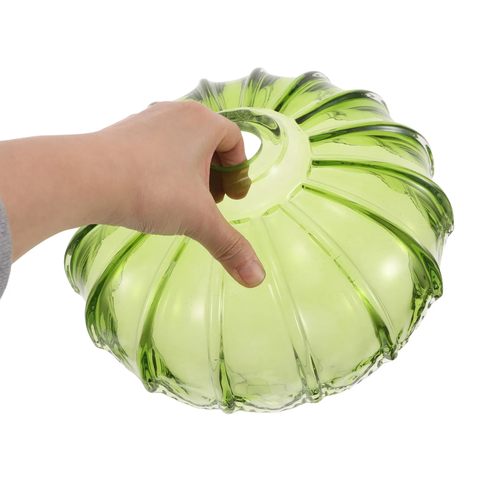 

Green Pumpkin Glass Pendant Lamp Shade Artistic Blown Replacement Decorative Ceiling Light Fixture Cover for Living Room Bedroom