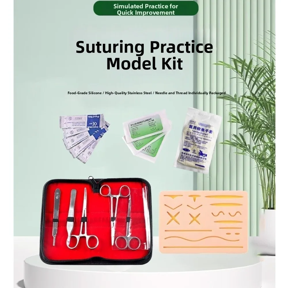 Silicone Skin Suture Kit with Pre-Cut Wound Various Wound Types Operate Suture Teaching Equipment Simulation Soft
