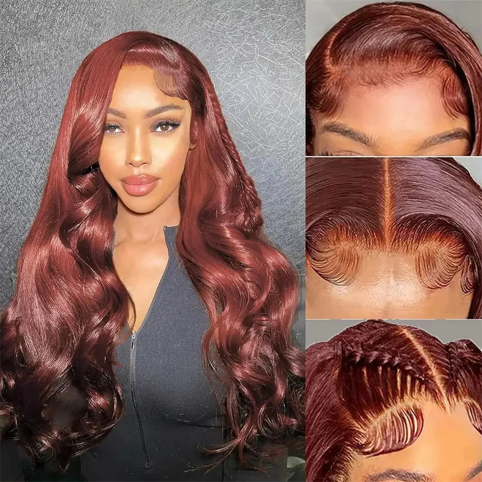 

30 32 Inch Reddish Brown Body Wave 13x4 13x6 HD Transparent Lace Frontal Wig Human Hair Lace Front Human Hair Wig Pre Plucked