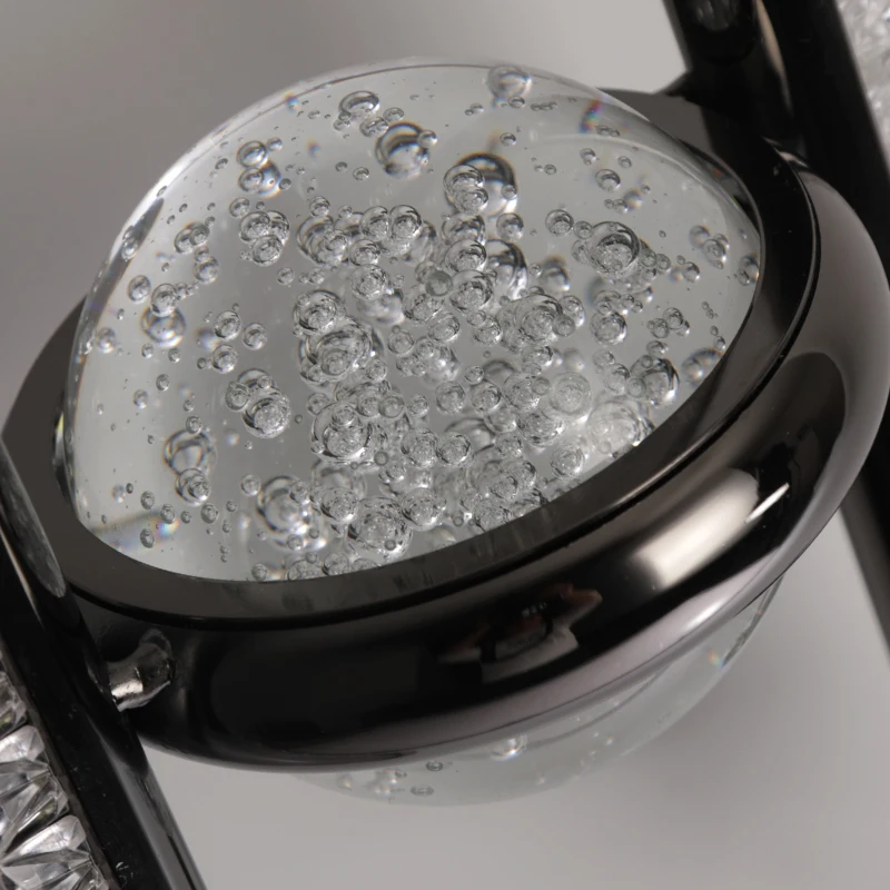 Zeitgenössische LED-Pendelleuchte, Kristallkugel, Perlenschwarz oder Gold, Design-Droplight für Heimbeleuchtung, Dekor, Flurbeleuchtung