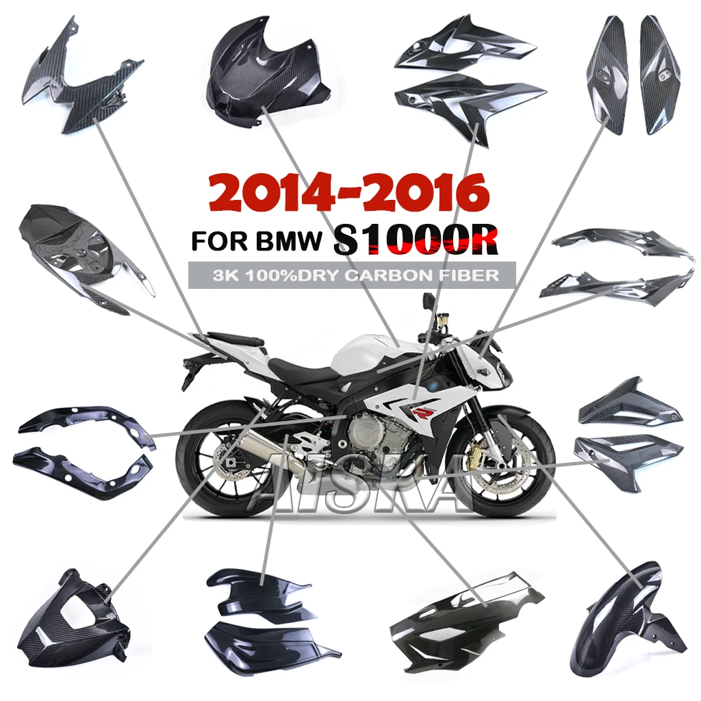 For BMW S1000R 2014 2015 2016 Motorcycle Accessories Frame Engine Cover Fender Fuel Tank Side Panel Fairing Kit Dry Carbon Fiber