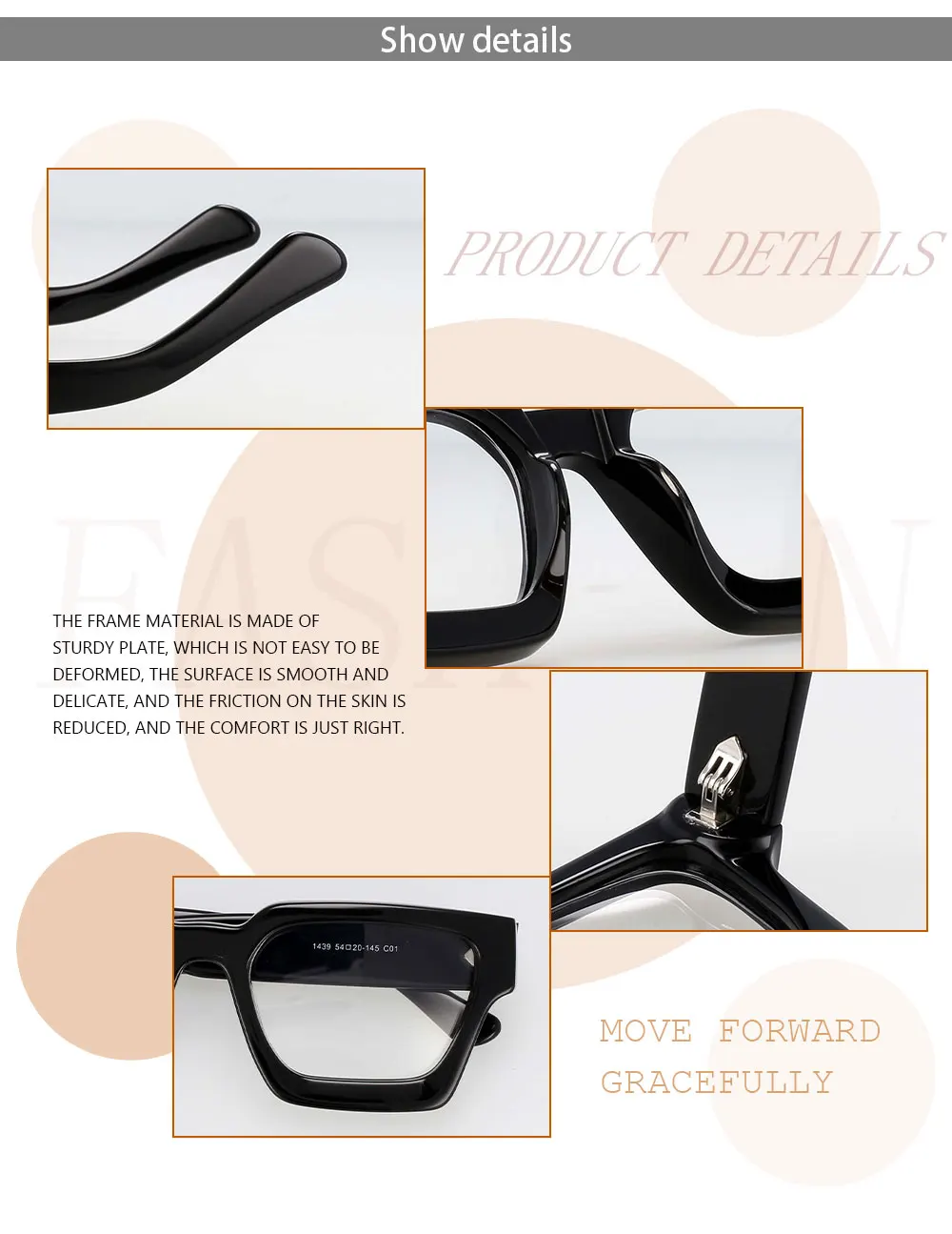 54290 Hochwertiges Acetat-Optik-Brillengestell, quadratische Retro-Brillen, Designer-Luxus-Brillengestelle, optische Brillen – Detail 8