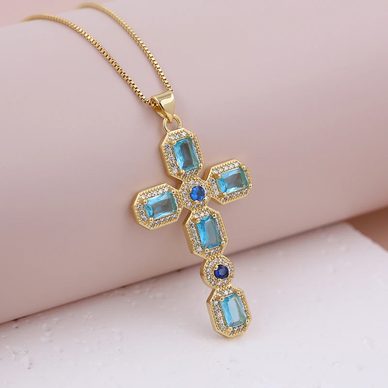 Fashion and Luxury Full Zirconium Gold Color Cross Pendant Accessory for Men and Women DIY Necklaces Bracelets Jewelry  Making
