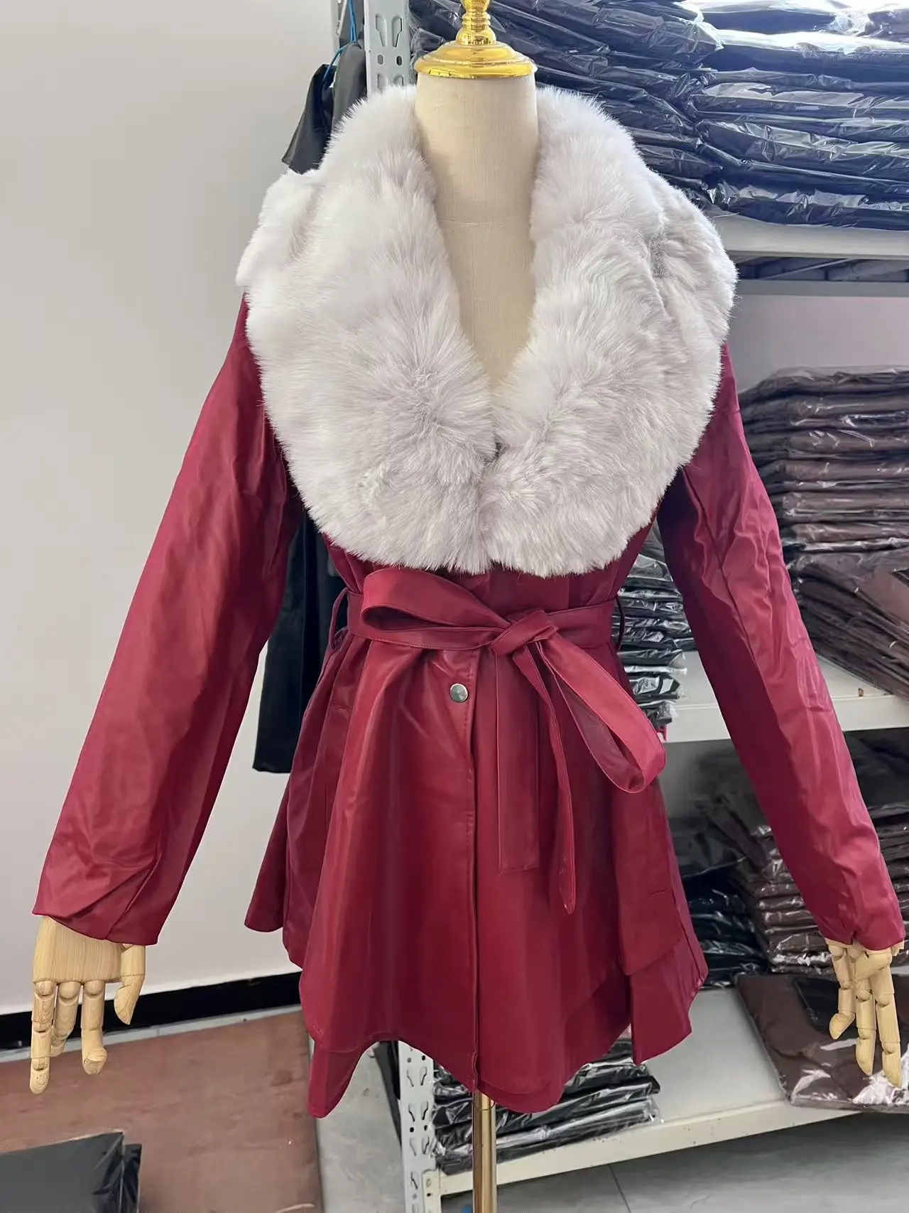 Spliced Fox Fur Coats Women Faux Fur Cardigan Outerwear Jacket Thick Warm Fur PU Leather Sashes Pockets Casual Autumn Winter