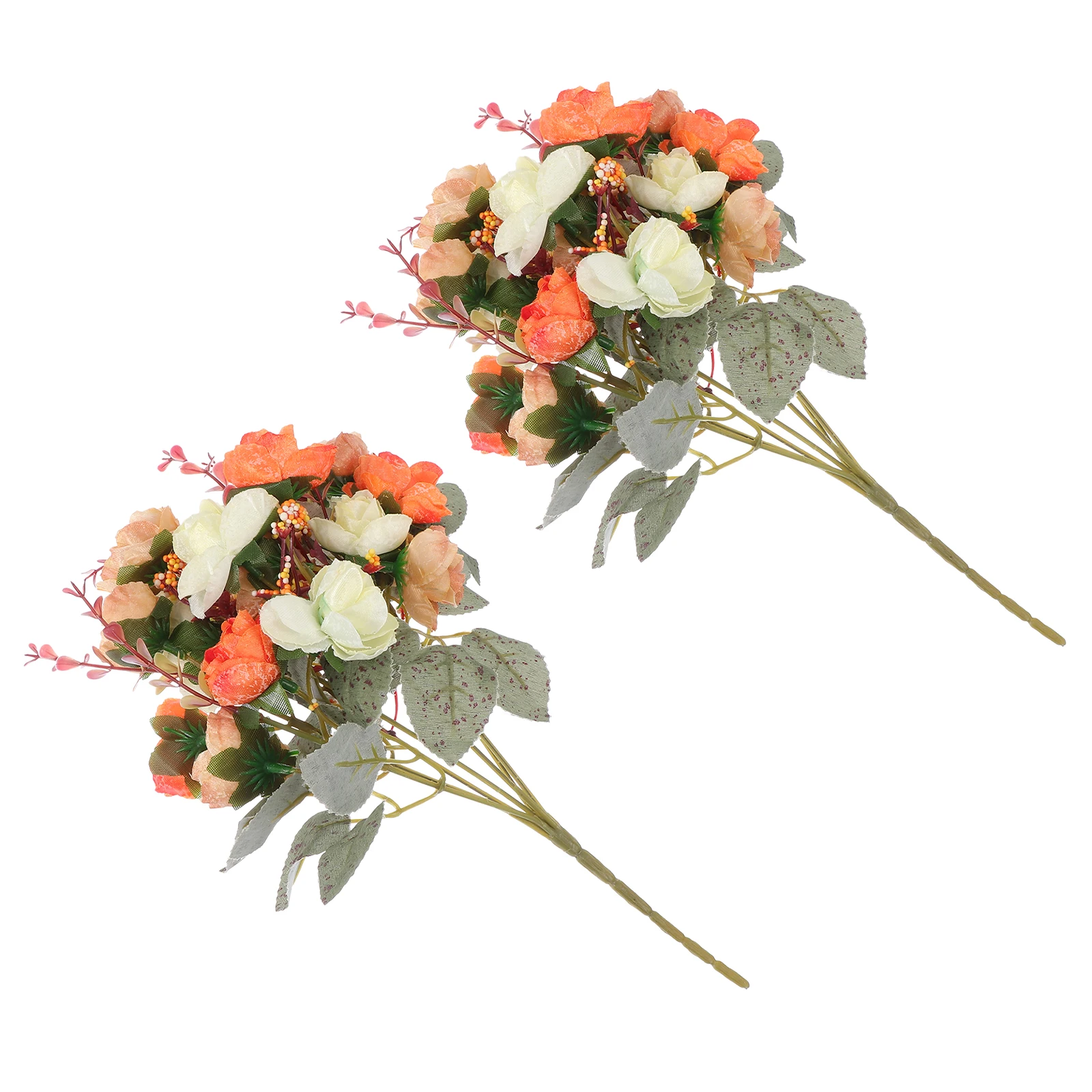 

2 Pcs Artificial Silk Roses Exquisite Bouquet Fake Flower Home Decor Wedding nament DIY Craft Project Simulation Flower