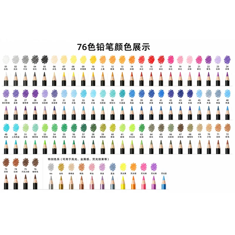 76 Color Wooden Colored Pencil Set with Zippered Cloth Bag for Drawing Coloring Sketching and School Art Projects, Portable