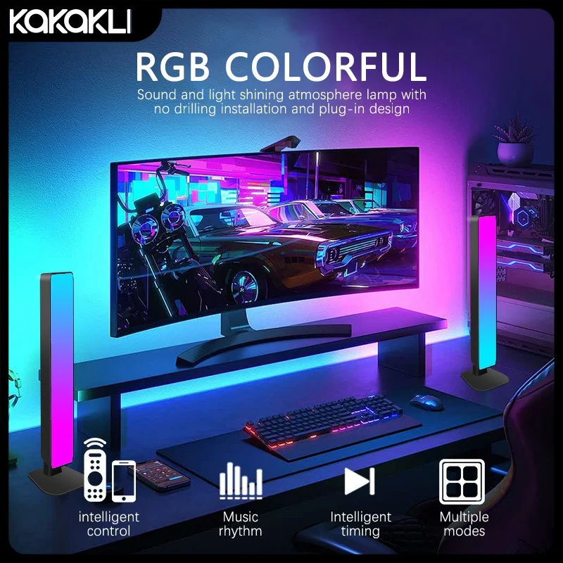 

Smart RGB Esports Light Wifi Tuya Music Rhythm Sound Pickup Car Atmosphere Light Festival Gaming Room Desktop Decor Lamp