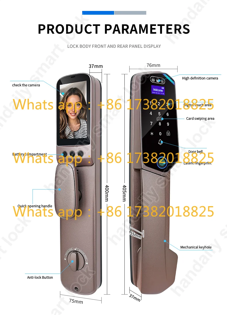 App Smart Life Video Intercom 3d Face Recognition Fingerprint Inteligente Smart Door Lock With Camera