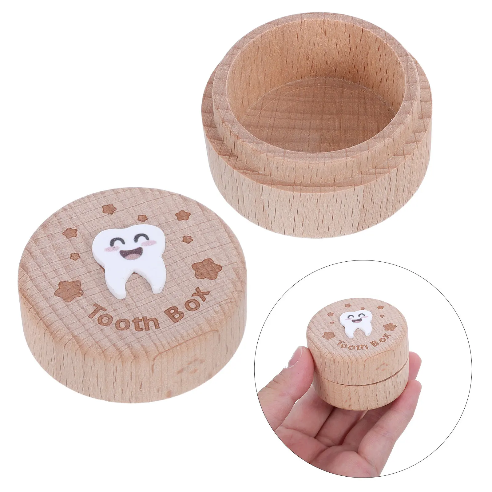 Wooden Baby Teeth Keepsake Box Secure Tooth Fairy Holder Kids Lost Teeth Storage Container Memory Preservation Box for Boys and