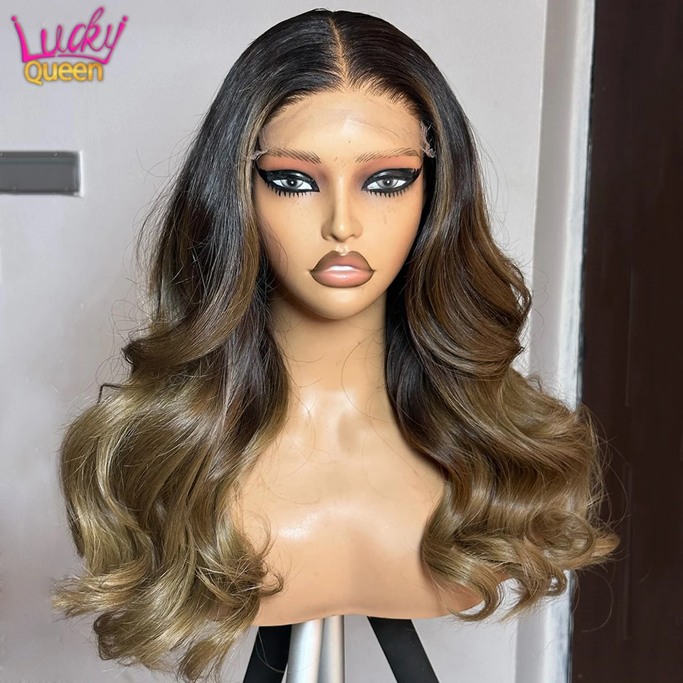 

Ash Blonde Ombre Lace Front Wig Human Hair Pre Plucked 180% Density 13x4 Transparent Lace Wig for Black Women Natural Hairline