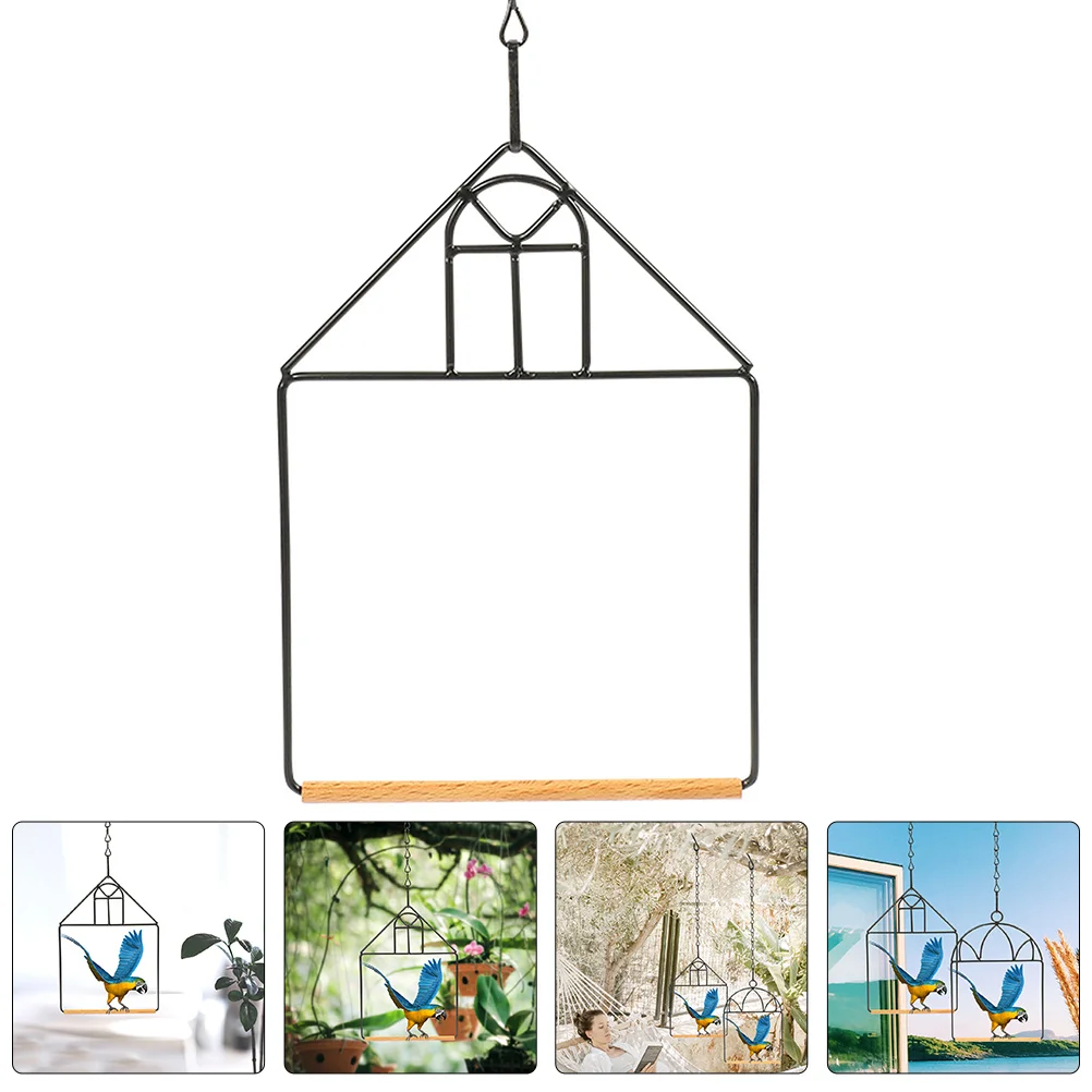

1 set 1 Set Of Parrot Stand Iron Perch Rack Bite-Resistant Desktop Decorative Bird Cage Training Accessory Tabletop Parrot Perch