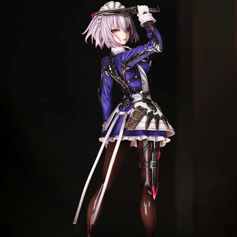 

Anime Oriental Project Izayoi Sakuya Handmade Short Hair Red Magic House Maid Long Statue Ornament Collection Gift Toy