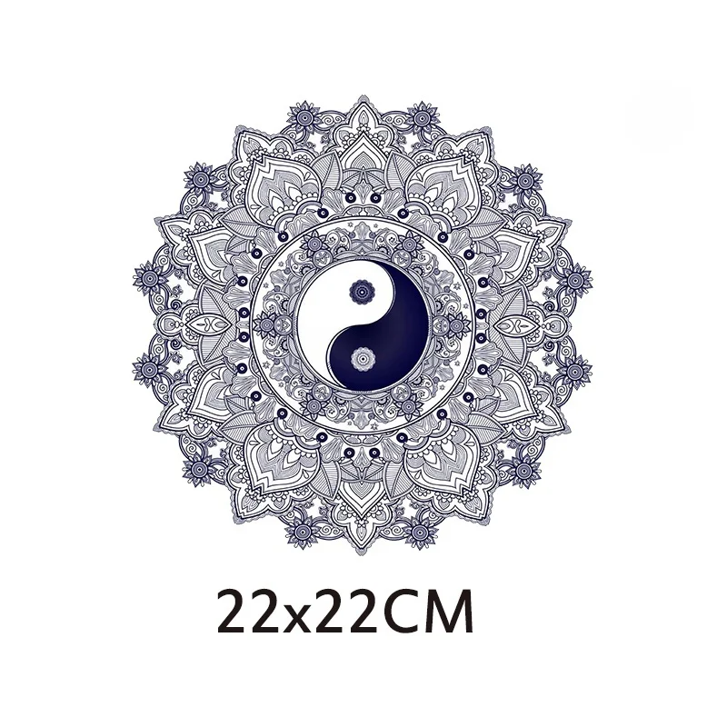 22cm Ink, Wind, Tai Chi, and Eight Trigrams Heat Transfer Sticker On Clothes DIY Washable Print-On T-Shirt Iron On Patches Decor