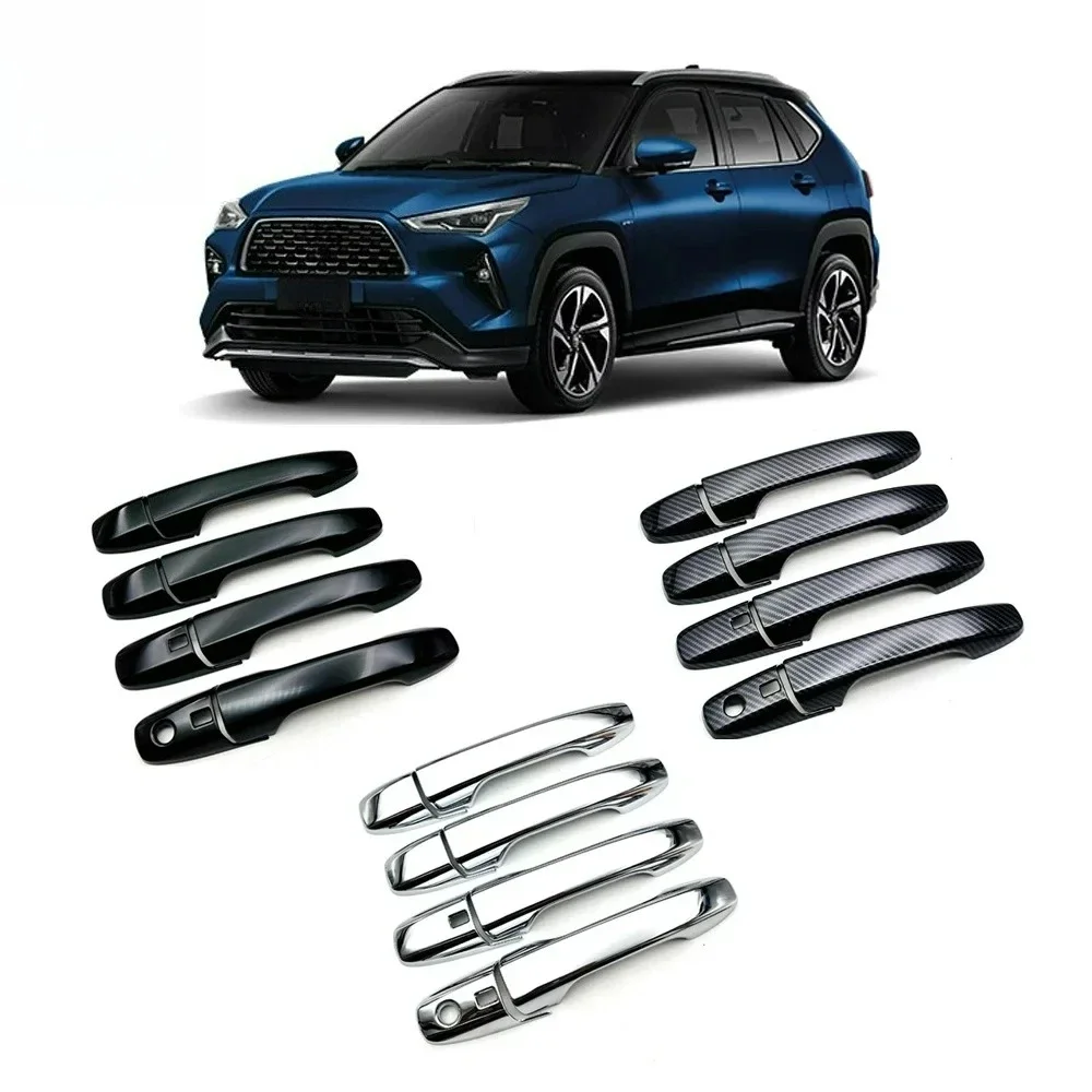 For Toyota Yaris Cross 2023 Car Accessories ABS Chrome Door Handle Cover With Smart Key Hole Catch Cap Trim Molding