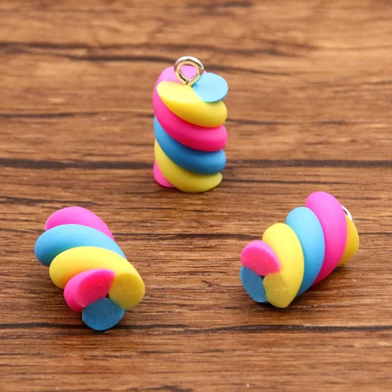 10Pcs 6-Color Cotton Candy Earring Charms | Kawaii 3D Pendant | DIY Findings for Keychain Bracelets | Jewelry Making Supplies