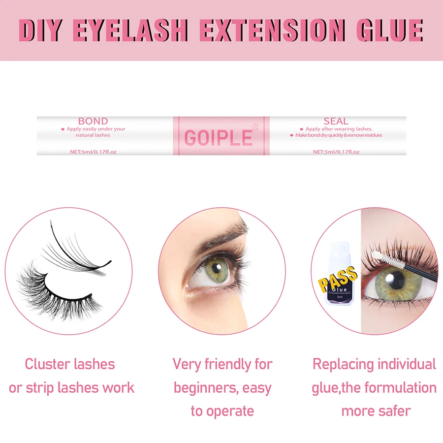 Wasserfester Bindung und Dichtungskleber für Wimpernkleber-Cluster. Starkes, festes, dauerhaftes Kleben und Versiegeln der Wimpernverlängerung
