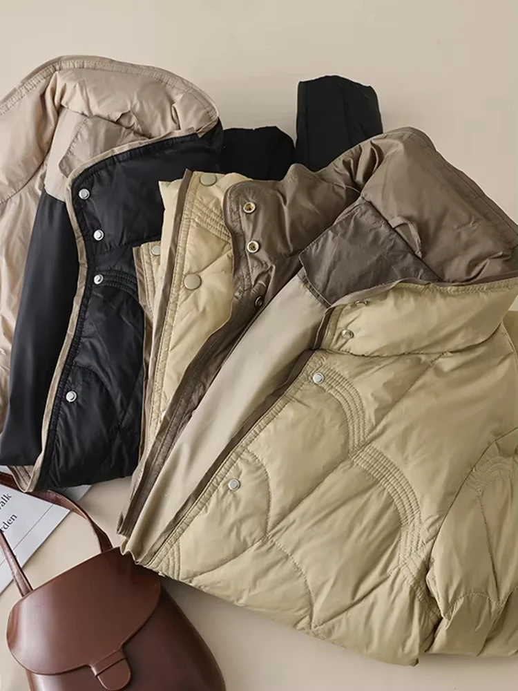 حجم كبير 6xl 7xl أمي X-طويلة خفيفة الوزن للغاية أسفل السترات 2025 الوافدين الجدد شتاء دافئ مكتب سيدة عادية أنثى أسفل السترات