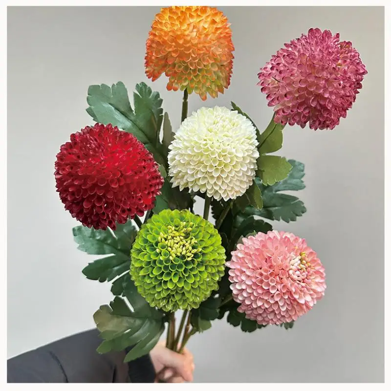 Einzelner Stiel Realistische Künstliche Allium-Kugel Gefälschte Chrysanthemenblume für Hochzeitssträuße Heim Garten Büro Dekoration Zubehör – Detail 3