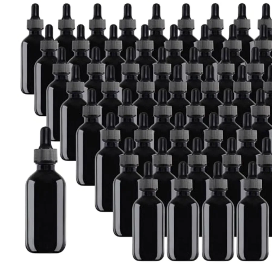 

48 Pack 1oz Glass Dropper Bottles Black Eye Dropper Bottles with Glass Droppers for Essential Oils Perfumes 30ml Black