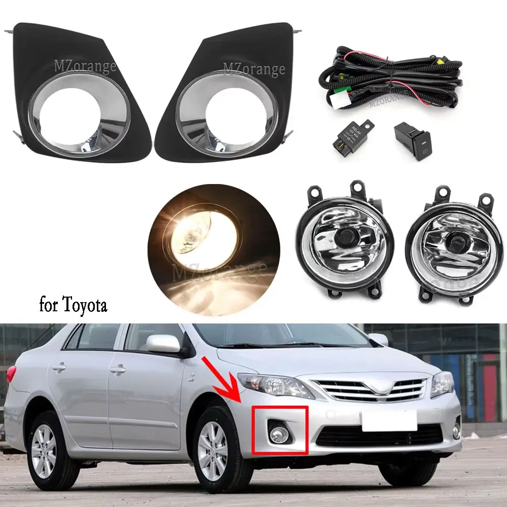 

Светодиодные противотуманные фары для Toyota Corolla e150 Altis 2011 2012 2013, противотуманные фары, переключатель, решетка, крышка галогенных противотуманных фар, рамка, фары
