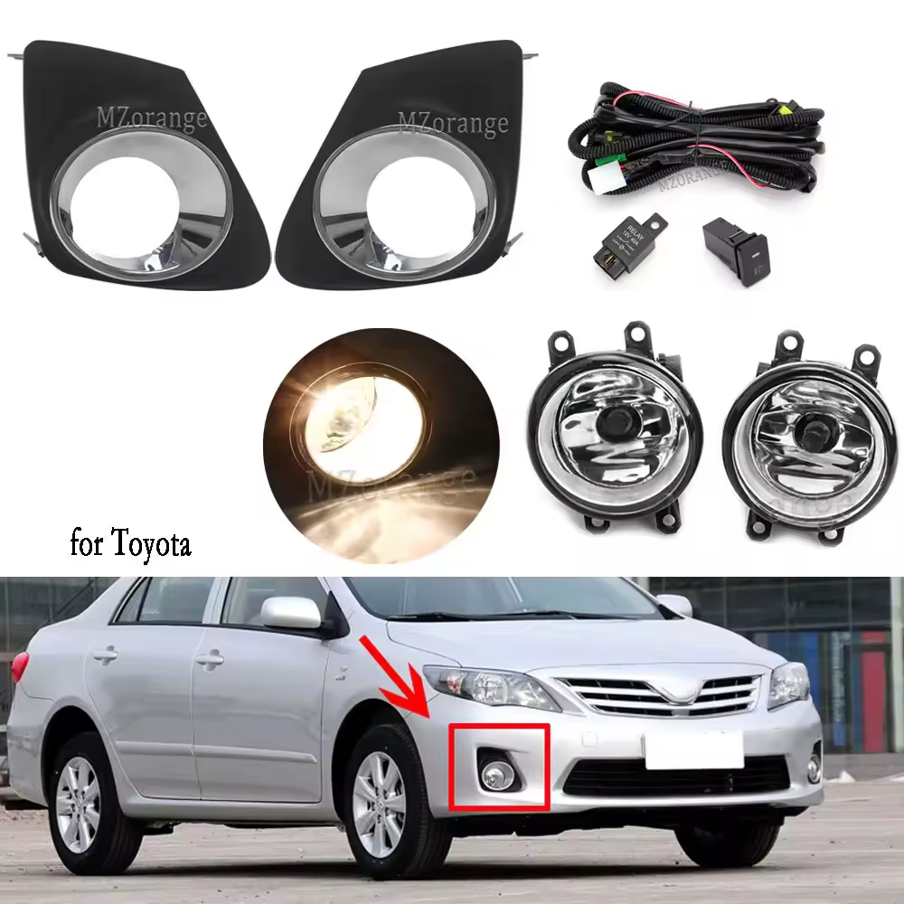 Светодиодные противотуманные фары для Toyota Corolla e150 Altis 2011 2012 2013, переключатель противотуманных фар, решетка радиатора, рамка галогенных противотуманных фар, фары головного света.